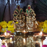 Indian Diwali Oil Lamp Pooja Diya Metal Puja Decorations Mandir Decoration Items Handmade Home Backdrop Decor Lamps Made India Decorative Wicks Diyas Welcome Laxmi Ganesh Deep - Gold - Divya Mantra