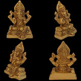 Divya Mantra Ganesh Idol Home Temple Decor Mandir Room Decoration Accessories Indian Hindu Lord Sri Ganesha Diwali Ganpati ji Murti Puja Articles God Brass Statue Interior Decorative Showpiece - Gold - Divya Mantra