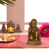 Divya Mantra Sri Hanuman Idol Home Temple Decor Mandir Room Decoration Accessories Indian Hindu Pooja Murti Bajrang Bali God Brass Statue Puja Articles Interior Decorative Showpiece - Golden - Divya Mantra