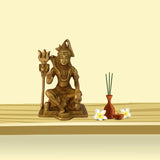 Divya Mantra Sri Shiva Idol Home Temple Decor Mandir Room Decoration Accessories Indian Hindu Pooja Mahadev Shiv Bhagwan Murti God Brass Statue Puja Articles Interior Decorative Showpiece - Gold - Divya Mantra