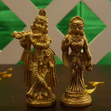 Radha Krishna Murti Home Temple Decor Mandir Room Decoration Accessories Indian Sri Radhakrishna Hindu Pooja Idol Puja Articles God Statue Interior Decorative Brass Showpiece Item