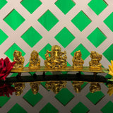 Divya Mantra Ganesha Idols for Home Decor Murti God Idol Pooja Vinayagar Statue Lord Ganpati Mandir Decorative Indian Temple Office Kitchen Living Room Decoration Item Musical Ganesh - Golden