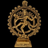 Divya Mantra Natraj Shiva Statue Home Decor Hindu God Dancing Nataraja Indian Handicrafts Mandir Temple Pooja Antique Metal Lord Sri Nataraj Sculpture Statues Vastu Murti Diwali Idol - Golden