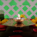Brass Copper Diya Vilakku Indian Diwali Oil Lamp Pooja Light Puja Decorations Anique Mandir Decoration Items Home Table Backdrop Decor Lamps Made in India Decorative Wicks Diyas L