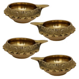 Brass Diyas For Puja Set Deepam Kundulu Pooja Items Kubera Diya Oil Lamp Kuber Vilakku Diwali Mandir Room Decoration Deepalu Pital Lamps Home Backdrop Decor Item Small Set Of 4