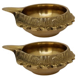 Brass Diyas For Puja Set Deepam Kundulu Pooja Items Kubera Diya Oil Lamp Kuber Vilakku Diwali Mandir Room Decoration Deepalu Pital Lamps Home Backdrop Decor Item Small Set Of 2