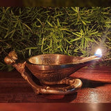 Indian Diwali Oil Lamp Pooja Diya Brass Light Puja Decorations Mandir Decoration Items Handmade Table Home Backdrop Decor Lamps Made in India Decorative Wicks Diyas Rings Vilakku Deepak - Golden - Divya Mantra