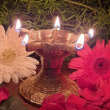 Indian Diwali Oil Lamp Pooja Diya Brass Light Puja Decorations Mandir Decoration Items Handmade Table Home Backdrop Decor Lamps Made in India Decorative Wicks Diyas Vilakku Star Deepak - Golden - Divya Mantra