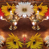 Indian Diwali Oil Lamp Pooja Diya Brass Light Puja Decorations Mandir Decoration Items Handmade Table Home Backdrop Decor Lamps Made in India Decorative Wicks Diyas Jyoti Deepak Vilakku - Set of 2 - Divya Mantra
