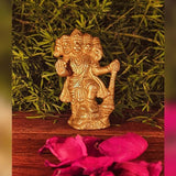 Panchmukhi Hanuman Idol Home Temple Decor Mandir Room Decoration Accessories Indian Hindu Pooja Murti Shri Panchamukhi Avatar God Brass Statue Puja Articles Interior Decorative Showpiece  - Golden - Divya Mantra