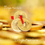 Divya Mantra Feng Shui Chinese Lucky Fortune I-Ching Dragon Coin Ornaments Wealth Charm Amulet 3 Bronze Metal Coins with Hole & Red Ribbon Knot-Good Money Luck, Set of 3 Small & 3 Large Charms- Golden - Divya Mantra