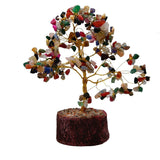 Divya Mantra Feng Shui Multicolor Crystal Bonsai Fortune Tree & Natural Gomati Chakra Healing Gem Stone Vastu Plant; Good Luck, Wealth, Success & Prosperity; Home Office Table Decor Gift Item Set - Divya Mantra