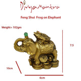 Divya Mantra Feng Shui King Money Toad Three Legged Frog on Trunk up Elephant For Prosperity Financial Business Strength Success Good Luck - Divya Mantra