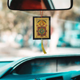 Sri Sainath Kawach Yantra Talisman Gift Pendant Amulet for Car Rear View Mirror Decor Ornament Accessories/Good Luck Charm Protection Interior Wall Hanging Showpiece