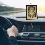 Sri Ganesha Talisman Gift Pendant Amulet for Car Rear View Mirror Decor Ornament Accessories/Good Luck Charm Protection Interior Wall Hanging Showpiece