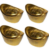 Divya Mantra Chinese Gold Feng Shui Ingot Good Luck Home Decoration Ornament, Office Decor Yuan Bao Prosperity Protection, Kitchen Decorations Products / Lucky Items to Attract Wealth Set of 4- Golden - Divya Mantra