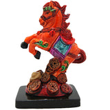 Divya Mantra Feng Shui Galloping / Running Orange Horse on Bed of Wealth For Fame Recognition, Power, Prestige and Good Luck - Divya Mantra
