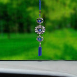 Divya Mantra Decorative Evil Eye Pendant Amulet for Car Rear View Mirror Decor Ornament Accessories/Good Luck Charm Protection Interior Wall Hanging Showpiece - Blue, Set of 2 - Divya Mantra