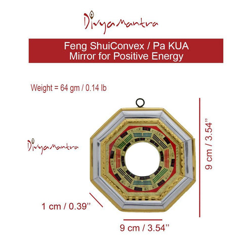 Divya Mantra Feng Shui Bagua Mirror Convex for positive energy-9X9 Cm - Divya Mantra