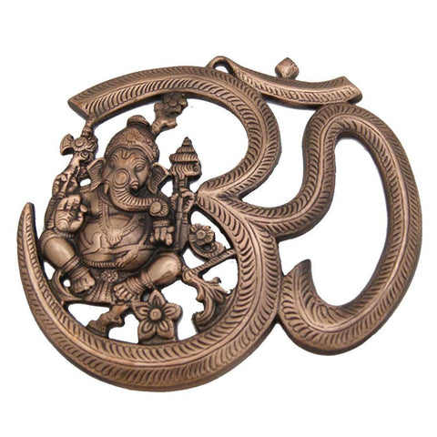 Divya Mantra Om and Ganesha Wall Decorative Antique Finish - Divya Mantra