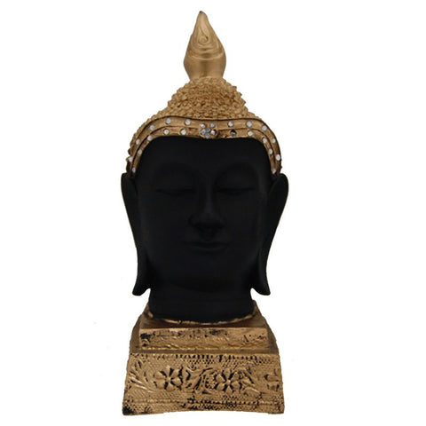 Divya Mantra Grand 12 Inches Buddha Head Beautiful Gold & Black - Divya Mantra