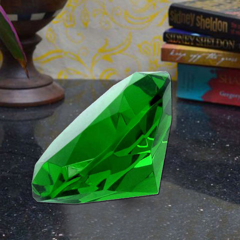 Divya Mantra Feng Shui Crystal Diamond Green Showpiece - Divya Mantra