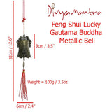 Divya Mantra Car Decoration Rear View Mirror Hanging Accessories Feng Shui Lucky Gautama Buddha Metallic Bell Brown with Red Strings - Divya Mantra