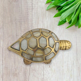 Divya Mantra Japanese Lucky Charm Turtle Pair Home Decor Statue & Chinese Feng Shui Brass Wish Fulfilling Seap Tortoise with Secret Compartment Jewelry Box For Good Luck, Wealth, Health - Gold, Silver - Divya Mantra