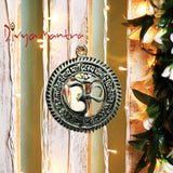 Divya Mantra Sri Om Gayatri Sanskrit Mantra Trishakti Yantra for Car Home Wall Decor Temple Pooja Items Decorative Showpiece Vastu Yoga Symbol Shiva Trishul, Om, Lucky Swastik - Multi - Set of 3 - Divya Mantra