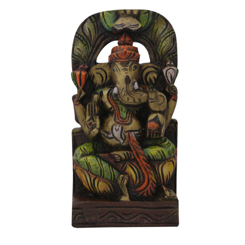 Divya Mantra Wall Decor Hand Carved Single Piece Wooden Lord Ganesha - Divya Mantra