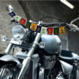 Divya Mantra Combo Of Tibetan Mantra Flag For Motorbike and Feng Shui Om Rudraksha Wind Chime - Divya Mantra