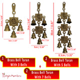 Divya Mantra Hindu Lucky Auspicious Symbol Vastu Om Ganesha Bells Pure Brass Buri Nazar Battu Decor Gift Accessories/Good Luck Charm Interior Home/Office/Door/Wall Hanging Toran Bandanwar Showpiece - Divya Mantra