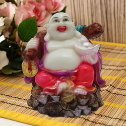 Divya Mantra Feng Shui Sitting Laughing Buddha Holding Ingot - Divya Mantra