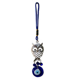 Divya Mantra Decorative Evil Eye Owl Pendant Amulet for Car Rear View Mirror Decor Ornament Accessories/Good Luck Charm Protection Interior Wall Hanging Showpiece Set of 2 Blue - Divya Mantra