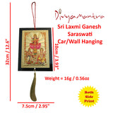 Divya Mantra Sri Laxmi Ganesh Saraswati Talisman Gift Pendant Amulet for Car Rear View Mirror Decor Ornament Accessories/Good Luck Charm Protection Interior Wall Hanging Showpiece - Divya Mantra