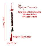 Divya Mantra Combo of Feng Shui 6 Coins Hanging and 12 Coins Bell Hanging For Weath And Fortune - Divya Mantra