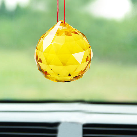 Divya Mantra Yellow Crystal Ball Sun catcher Car / Wall Hanging - Divya Mantra