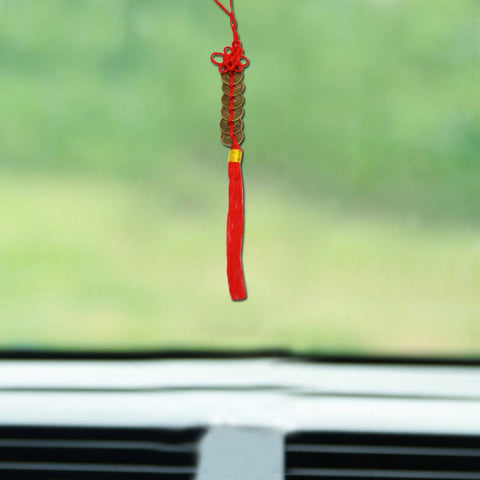 Divya Mantra Feng Shui 6 Coins Hanging With Red Strings For Good Fortune - Divya Mantra