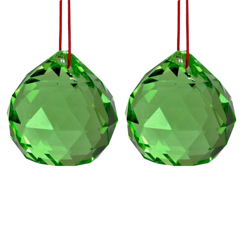 Divya Mantra Set Of Two Green Feng Shui Crystal Rainbow Suncatcher Hanging - Divya Mantra
