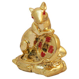 Divya Mantra Feng Shui Rat Holding Coin Gold Chinese Zodiac Mouse Figurine New Year Home Decor Statue Figurine, Office, Kitchen Decoration Collectible Figurines Ornament For Good Luck, Money - Yellow - Divya Mantra