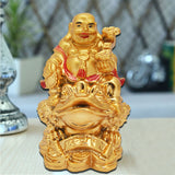 Divya Mantra Feng Shui Laughing Buddha Sitting On Money Frog - Divya Mantra