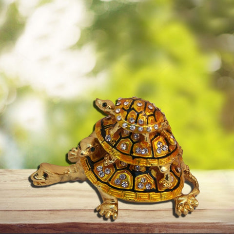 Divya Mantra Feng Shui Bejeweled Wish Fulfilling Three Tier Tortoise - Divya Mantra