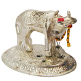 Divya Mantra Hindu Sri Kamdhenu Gayatri Wish Fulfilling Holy Cow with Calf Statue Decor Health Wealth Good Luck Happiness; Interior Living Room / Decoration Showpiece For Home / Office Showpiece Gift - Divya Mantra