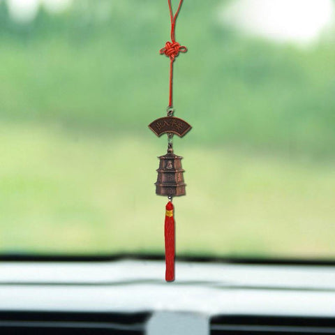 Divya Mantra Car Decoration Rear View Mirror Hanging Accessories Feng Shui Lucky Bell - Divya Mantra