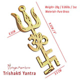 Divya Mantra Trishakti Yantra for Car Home Wall Decor Temple Pooja Items Decorative Showpiece Vastu Yoga Symbol Shiva Trishul, Om, Lucky Swastik Pure Brass and Acrylic - Gold, Multicolor - Set of 2 - Divya Mantra