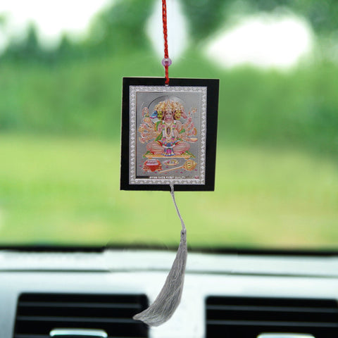 Divya Mantra Sri Shri Pancha Mukhi Hanuman Talisman Gift Pendant Amulet for Car Rear View Mirror Decor Ornament Accessories/Good Luck Charm Protection Interior Wall Hanging Showpiece - Divya Mantra