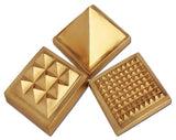 Divya Mantra Vastu Wish Multilayered 1" Zinc Pyramid-Golden & 2 Pure Copper Plates with 9 Wish Pyramids Yantra Wall/Door Sticker Vastu Dosh Nivaran, Money, Vaastu Shastra Remedy for Protection -Brown - Divya Mantra