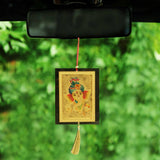 Divya Mantra Car Rear View Mirror Hanging Interior Decor Accessories Hindu God Ganesha / Ganpati Good Luck Charm Interior Wall / Door Hanging Showpiece & Gift Set of 2 Keychains for Bike /Car / Home - Divya Mantra