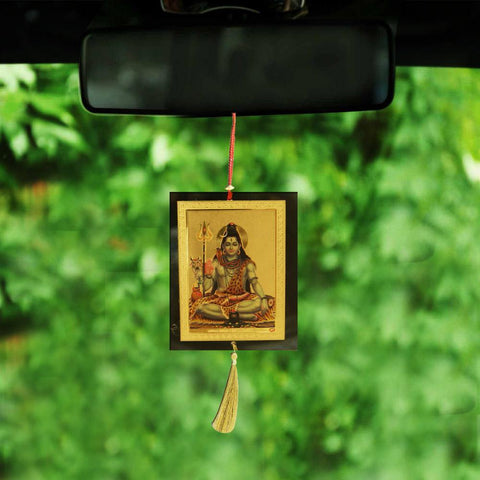 Divya Mantra Sri Shiva Talisman Gift Pendant Amulet for Car Rear View Mirror Decor Ornament Accessories/Good Luck Charm Protection Interior Wall Hanging Showpiece - Divya Mantra