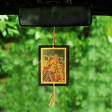 Divya Mantra Combo Of Radha Krishna Car Decoration Rear View Mirror Hanging Accessories And Prayer Flag For Car - Divya Mantra